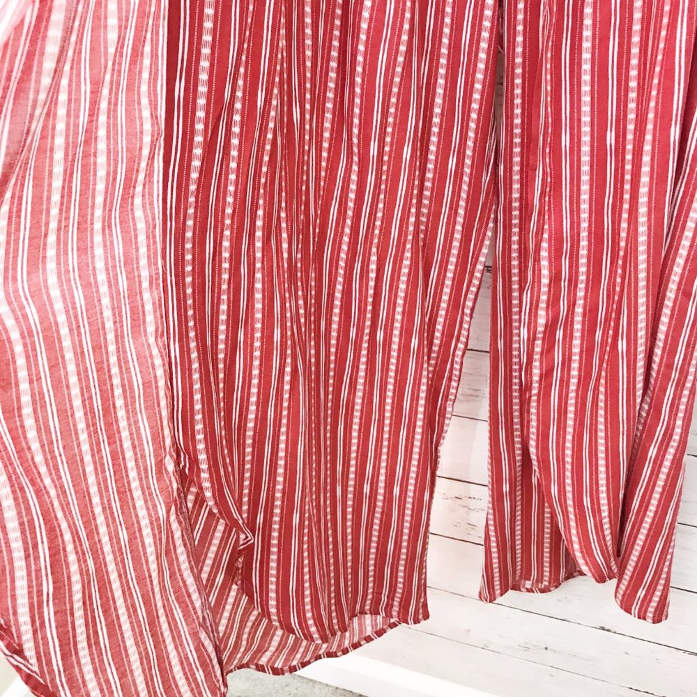 Red Wide Leg Off Shoulder Tie Waist Jumpsuit XL - Picture 4 of 6